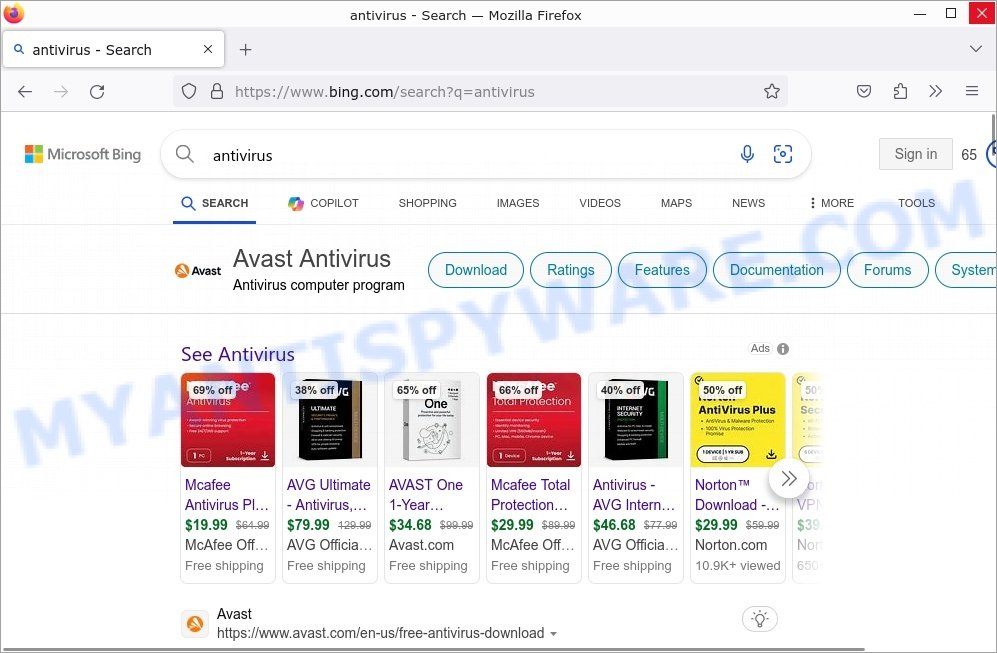 Bing Search results
