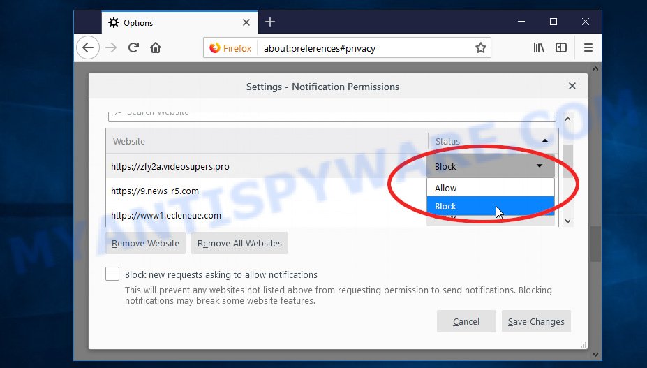 Mozilla Firefox Hespited.co.in notifications removal