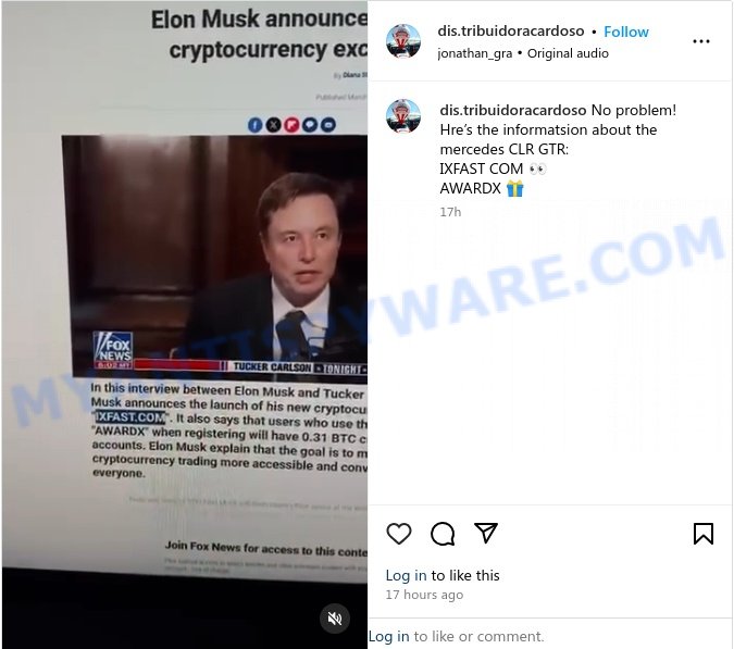 Ixfast.com Elon Musk Scam: Fake AWARDX Promo Codes