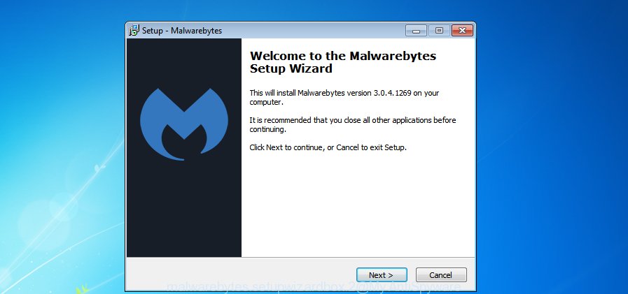 MalwareBytes for Microsoft Windows setup wizard