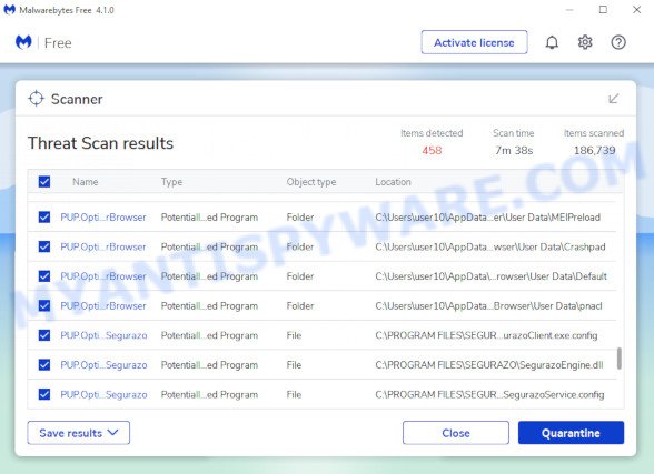 MalwareBytes for Windows, scan for adware software is done